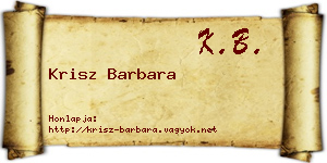 Krisz Barbara névjegykártya